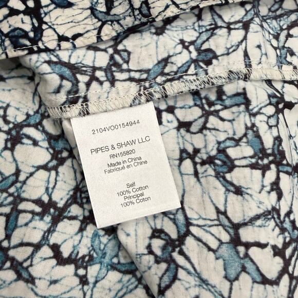 Veronica Beard Joi Abstract Print Flutter Sleeve Blouse in Navy Blue size 12 - Picture 8 of 10